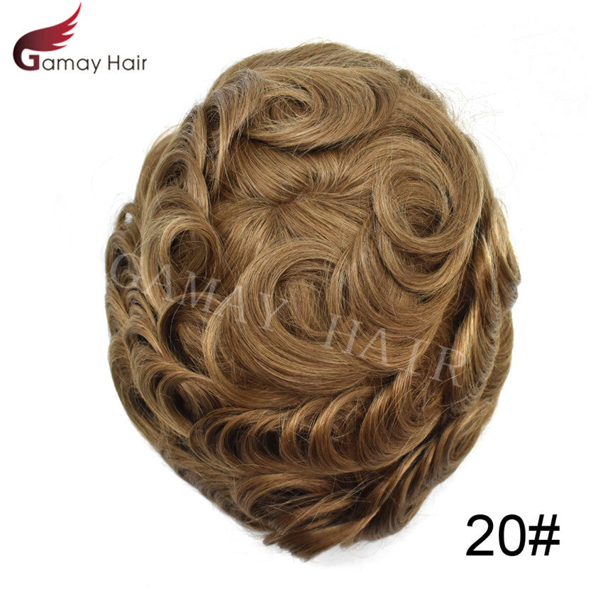 Mens Toupee French Lace Human Hair Front Bleached Knots Wig Hairpiece for Men