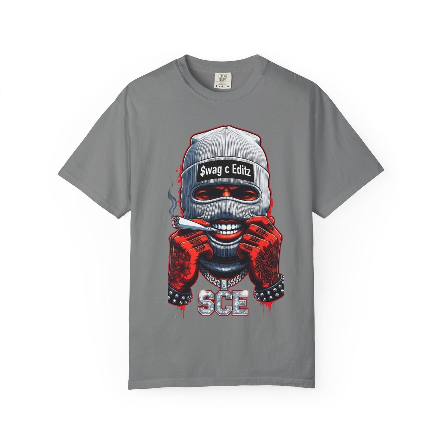 T-shirt Masked Skull Smoking Graphic SCE Streetwear