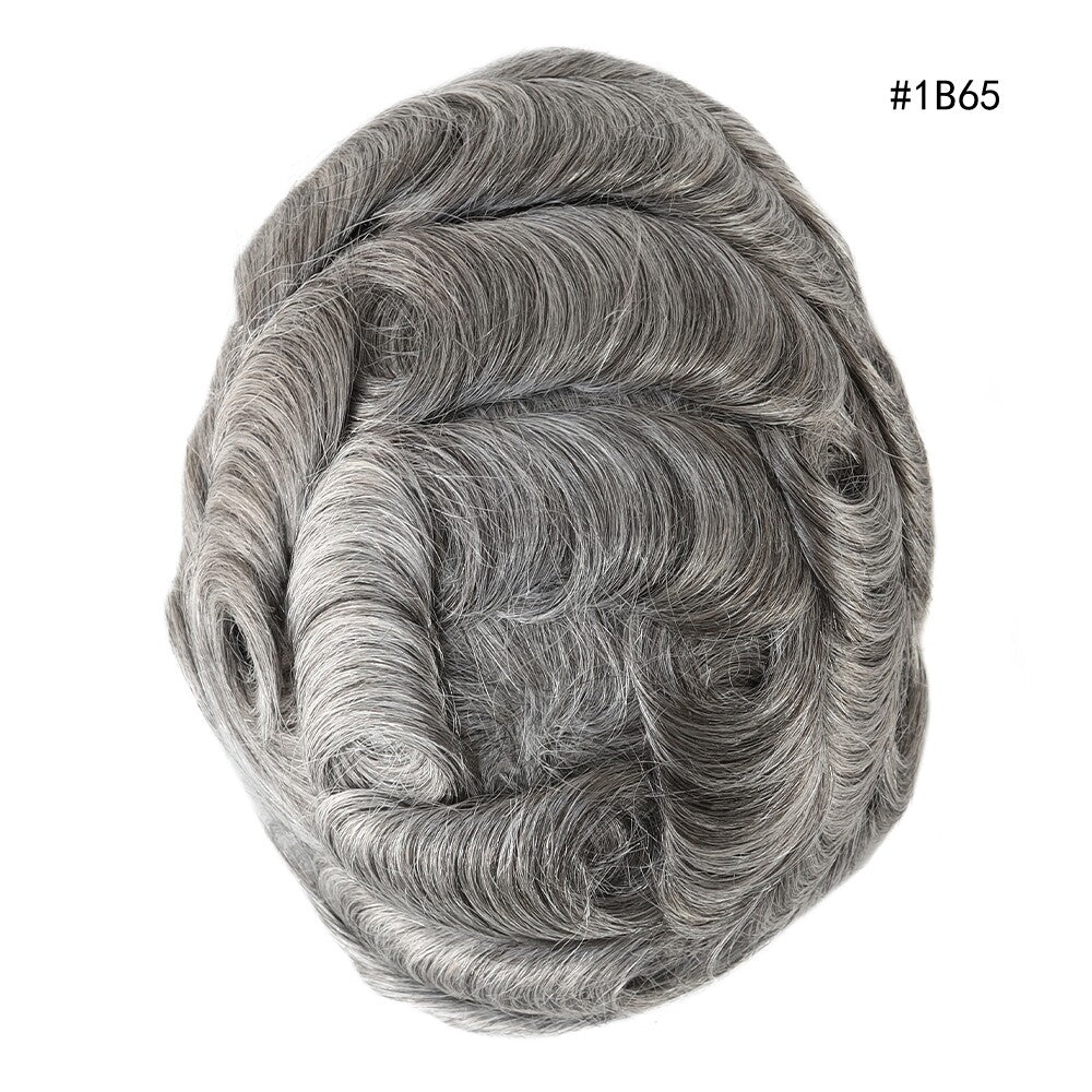 Mens Thin Skin Toupee Hair Replacement System Hairpiece BIO Human Hair Wigs