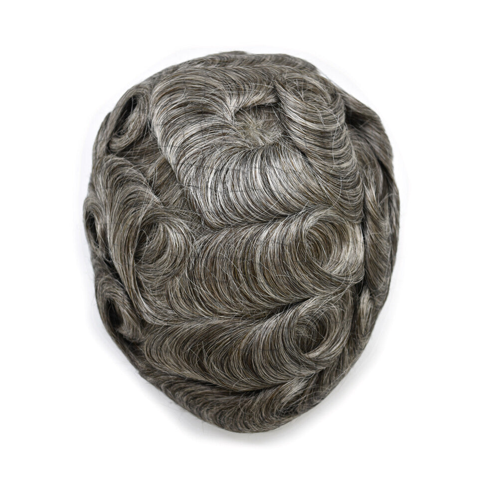 Mens Toupee French Lace Human Hair Front Bleached Knots Wig Hairpiece for Men