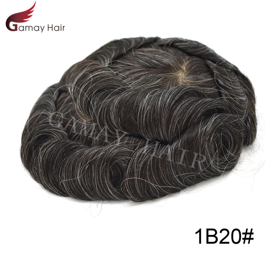 Mens Toupee French Lace Human Hair Front Bleached Knots Wig Hairpiece for Men