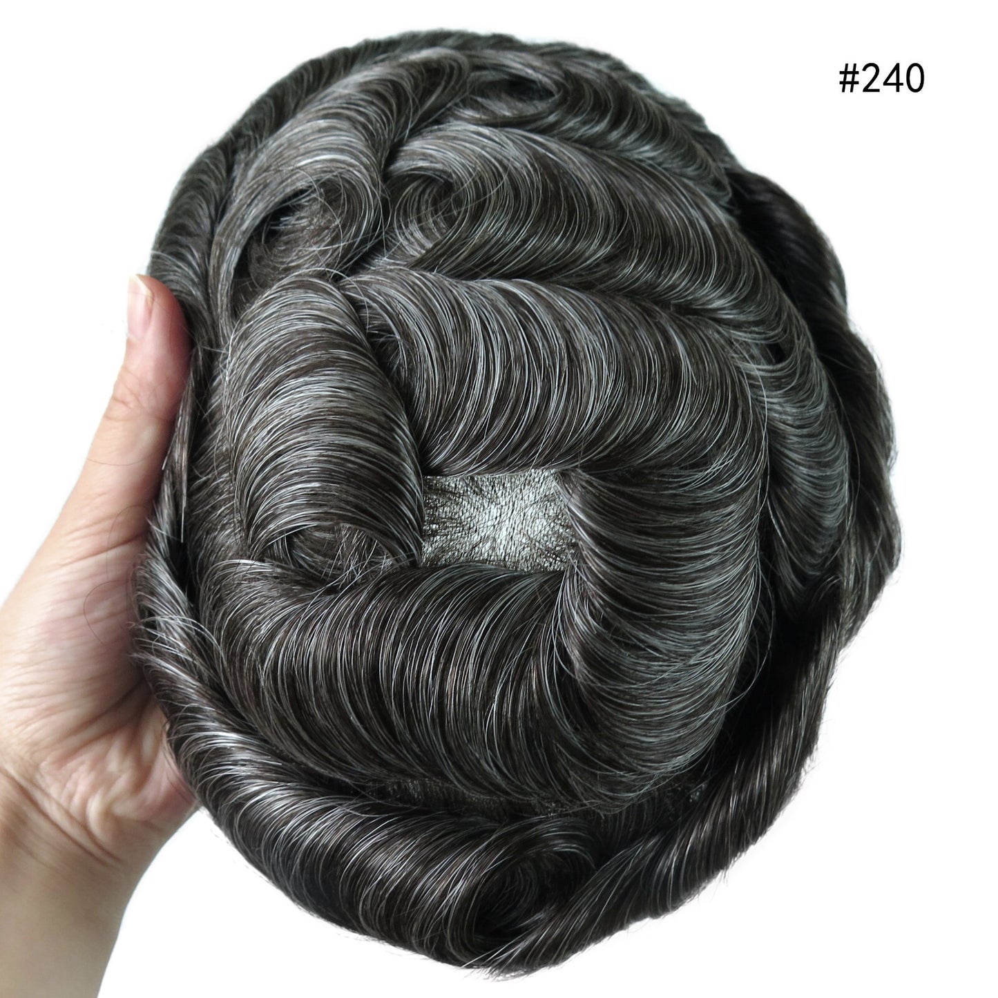 Mens Thin Skin Toupee Hair Replacement System Hairpiece BIO Human Hair Wigs