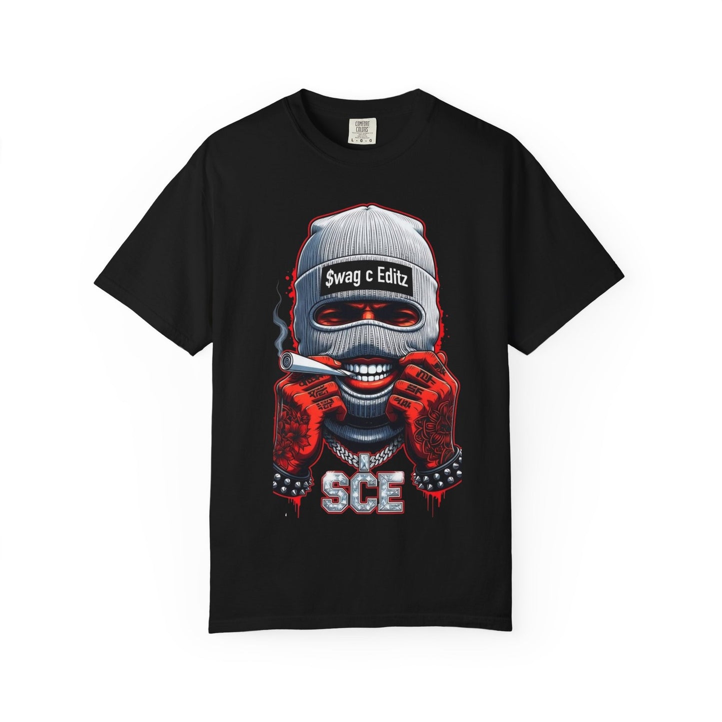 T-shirt Masked Skull Smoking Graphic SCE Streetwear