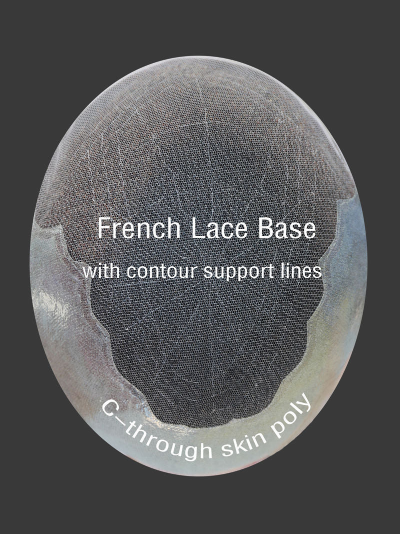 Mens Toupee French Lace Human Hair Front Bleached Knots Wig Hairpiece for Men