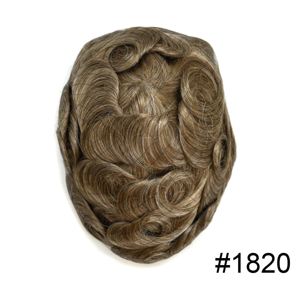 Mens Toupee French Lace Human Hair Front Bleached Knots Wig Hairpiece for Men