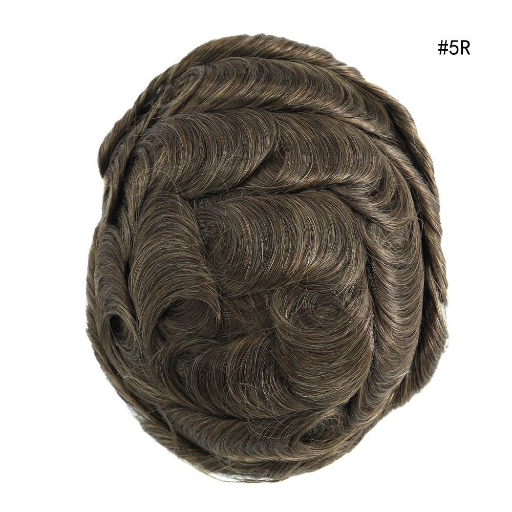 Mens Thin Skin Toupee Hair Replacement System Hairpiece BIO Human Hair Wigs