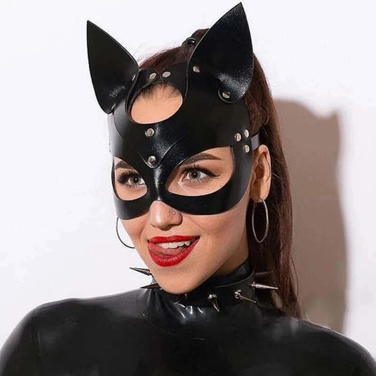 Women Sexy Leather Gothic Mask Cosplay Masquerade Half Face Cat BDSM Accessories