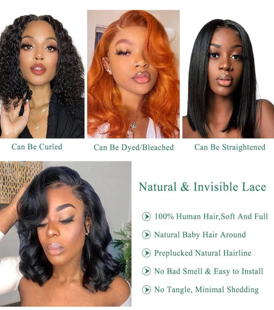 Bob Wig Human Hair 13x4 Lace Front Wigs