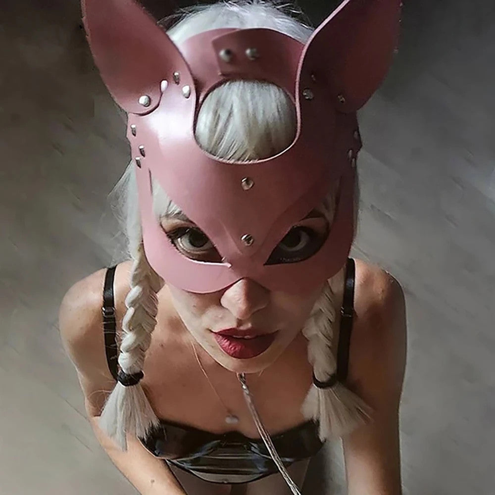 Women Sexy Leather Gothic Mask Cosplay Masquerade Half Face Cat BDSM Accessories